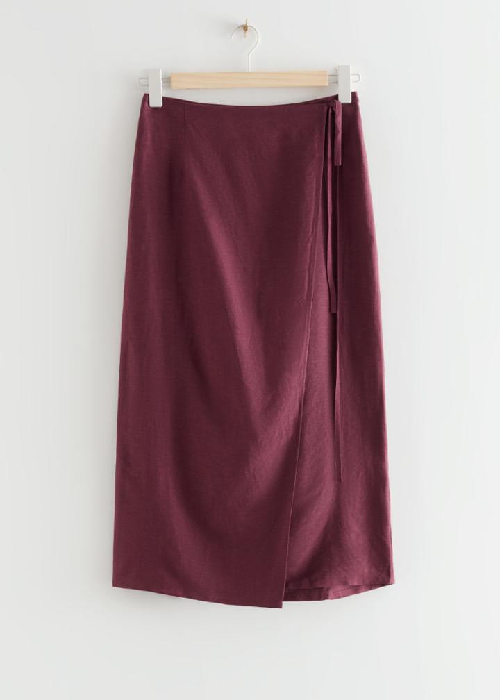 Other Stories Relaxed Midi Wrap Skirt - Red