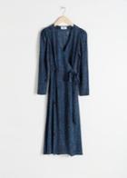 Other Stories Wood Jacquard Midi Wrap Dress - Blue