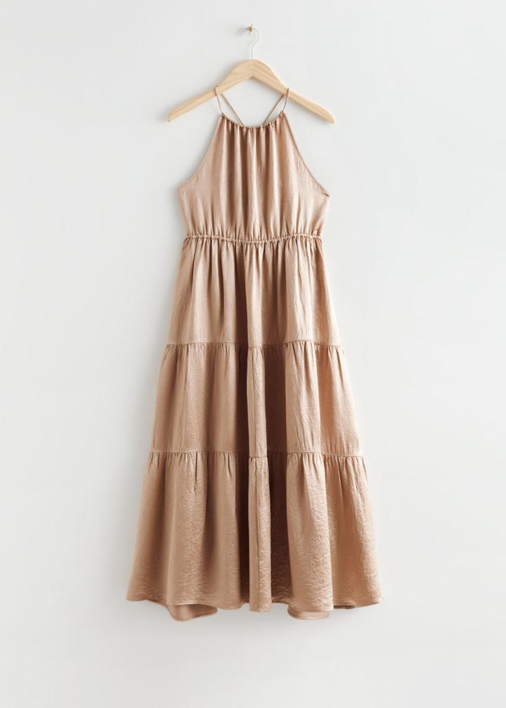 Other Stories Strappy Tiered Maxi Dress - Beige