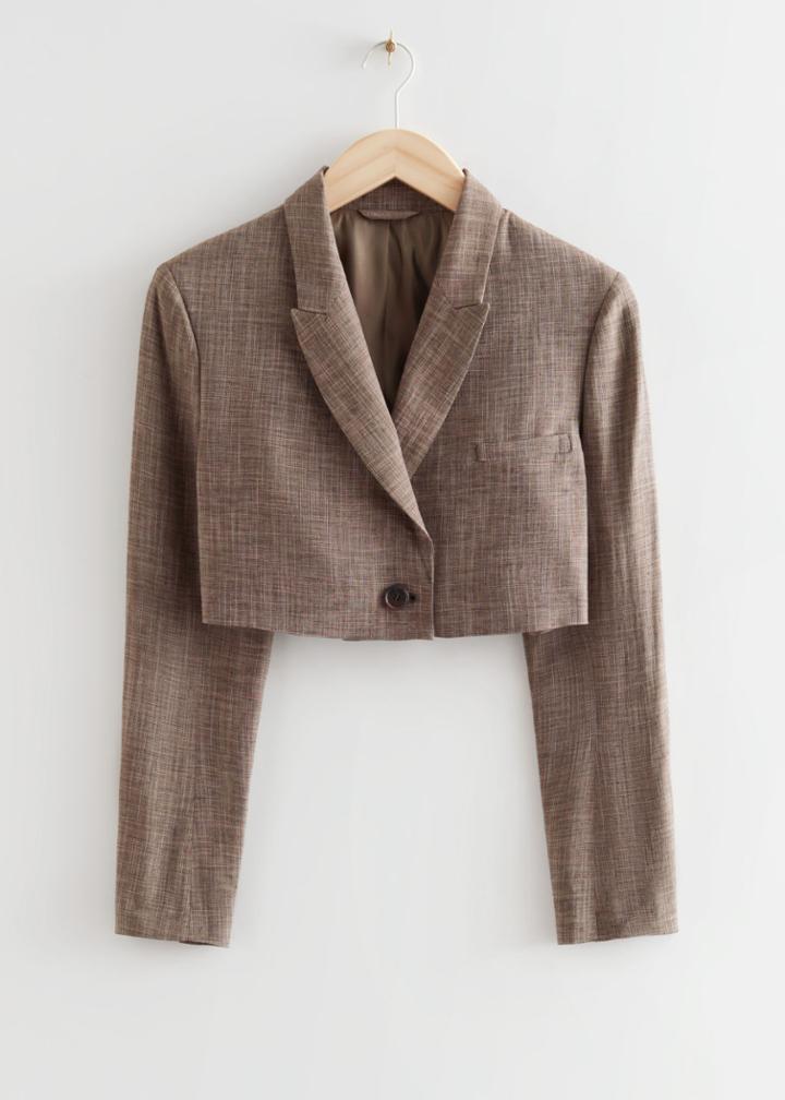 Other Stories Cropped Tailored Blazer - Beige