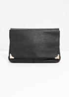 Other Stories Leather Soft Clutch - Black