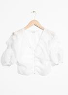 Other Stories Sheer Puff Shoulder Blouse - White