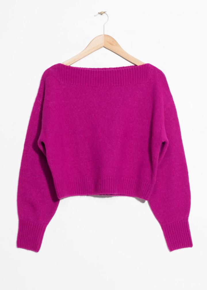 Other Stories Cropped Boatneck Sweater - Pink
