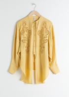 Other Stories Embroidered Cotton Blend Blouse - Yellow