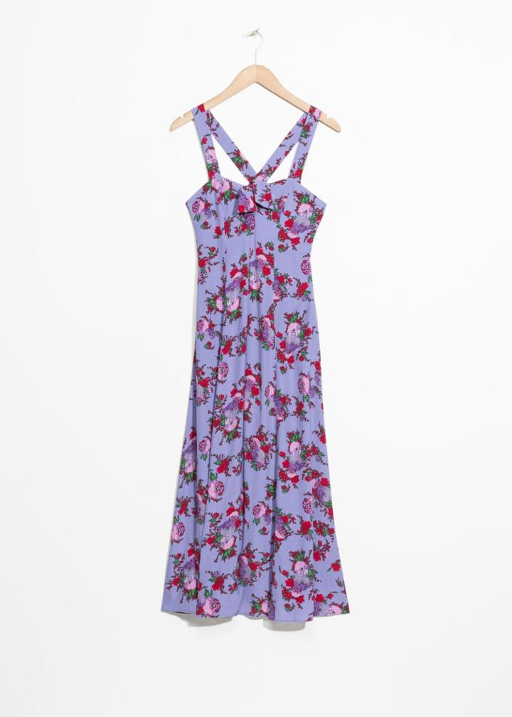 Other Stories Floral Sweetheart Midi Dress - Blue