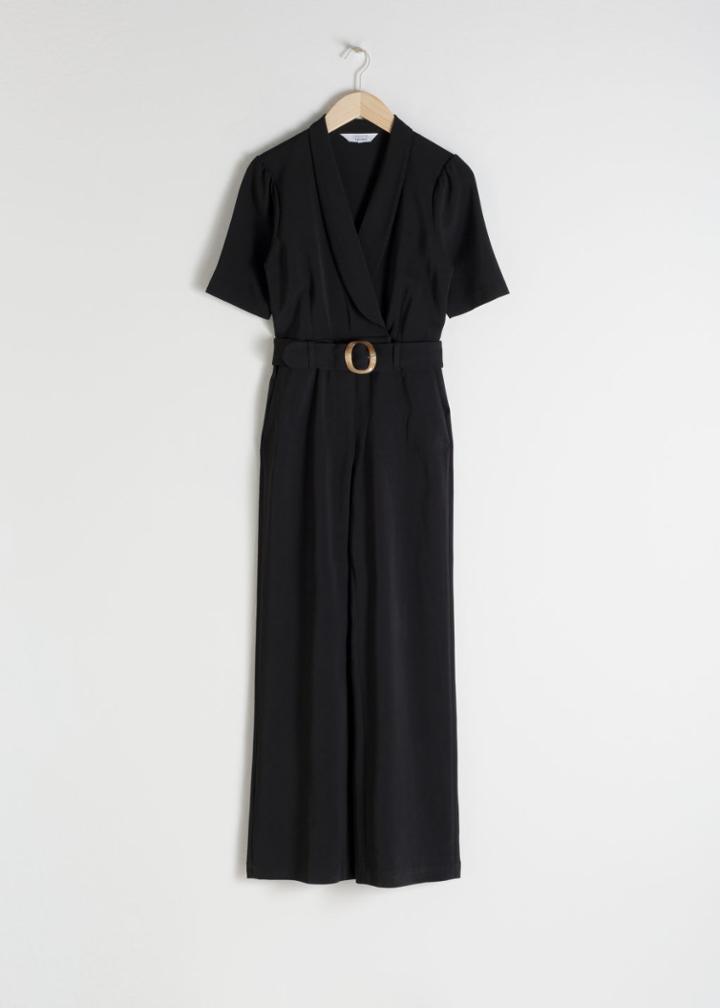 Other Stories Belted Plunging Jumpsuit - Black