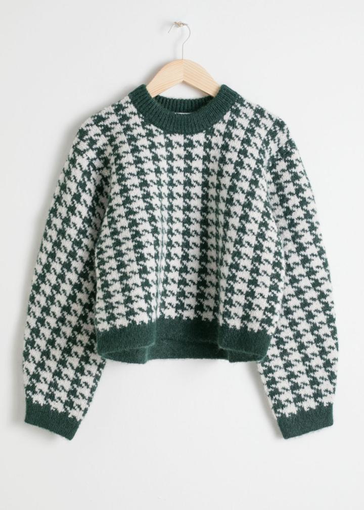 Other Stories Houndstooth Sweater - Green