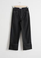 Other Stories Cotton Twill Workwear Trousers - Black