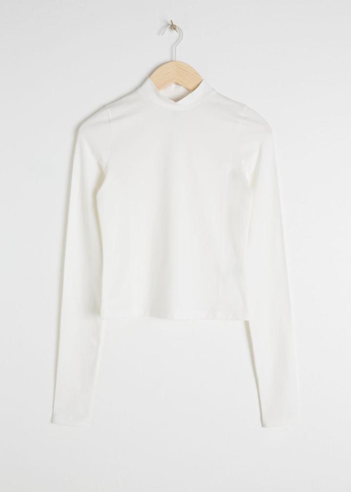 Other Stories Fitted Mock Neck Top - White