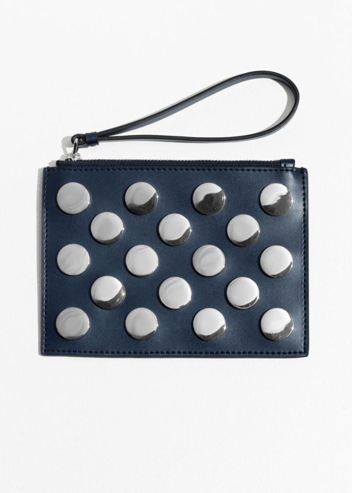 Other Stories Circle Stud Leather Pouch - Blue
