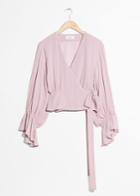 Other Stories Balloon Sleeve Wrap Blouse - Pink