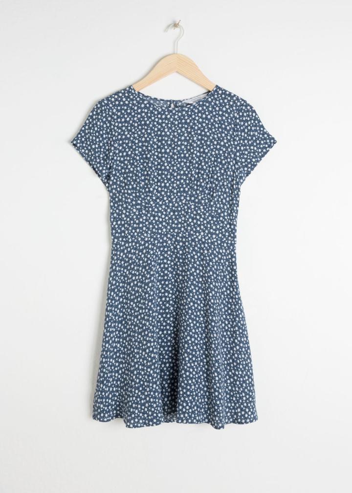 Other Stories Floral Printed Skater Dress - Blue