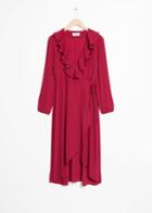 Other Stories Ruffle Tie Wrap Dress - Red