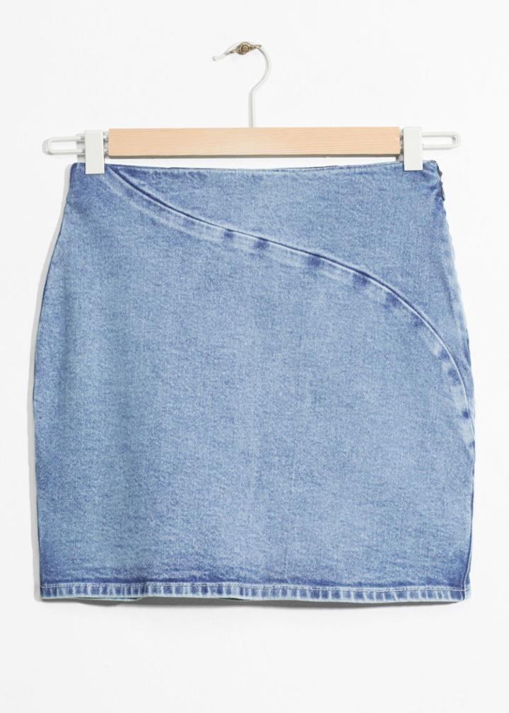 Other Stories Swirl Seam Denim Skirt - Blue