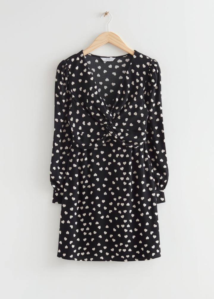 Other Stories Twisted Front Print Mini Dress - Black