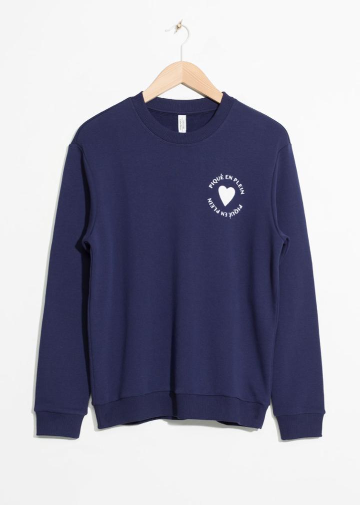 Other Stories Heart Print Sweater - Blue