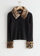 Other Stories Fitted Faux Fur Cardigan - Black