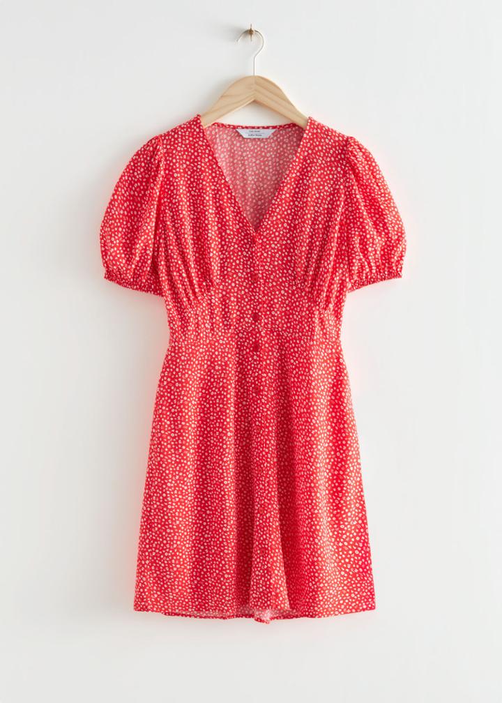 Other Stories Printed Buttoned Mini Dress - Red