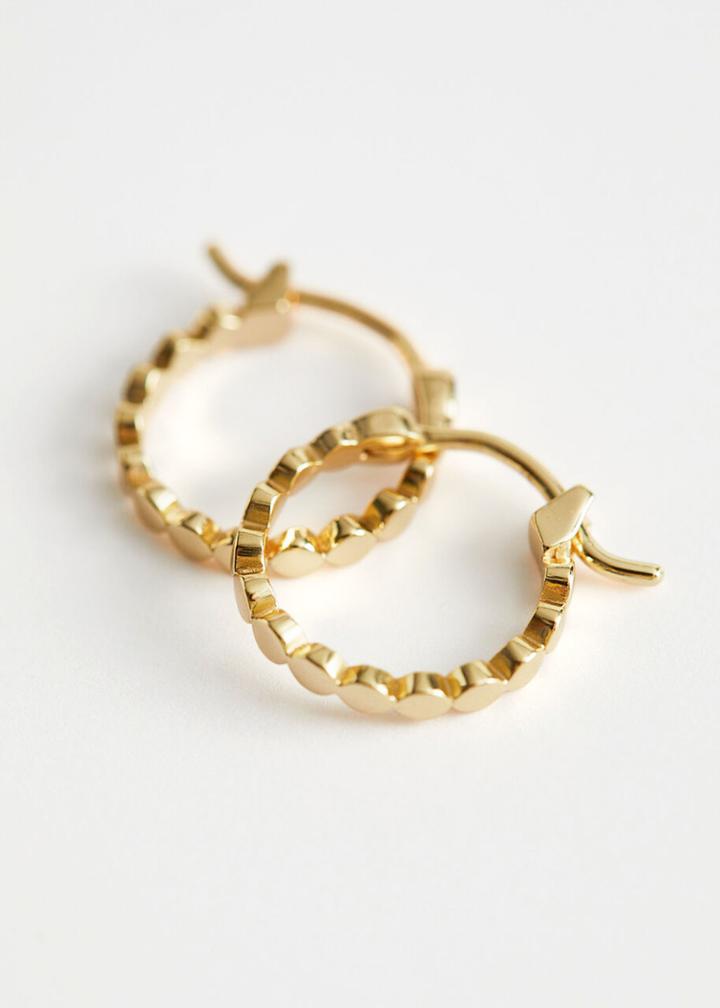 Other Stories Embossed Hoop Earrings - Gold