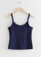 Other Stories Strappy Floral-trimmed Top - Blue