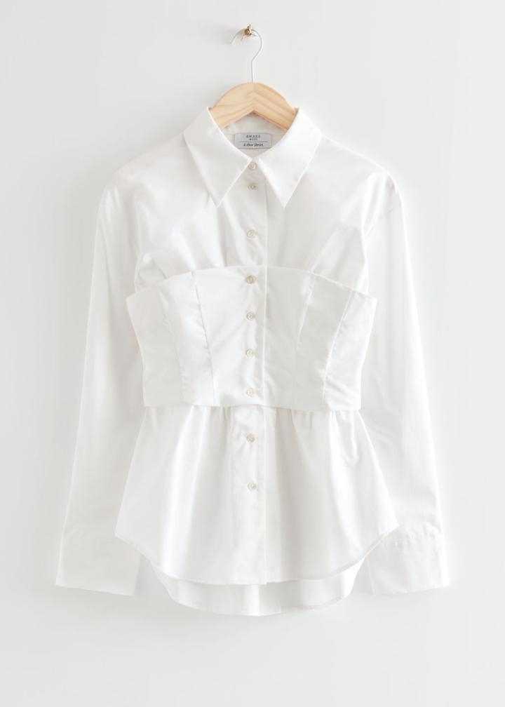Other Stories Corset Poplin Shirt - White