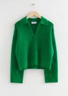 Other Stories Collared Boxy Knit Sweater - Green