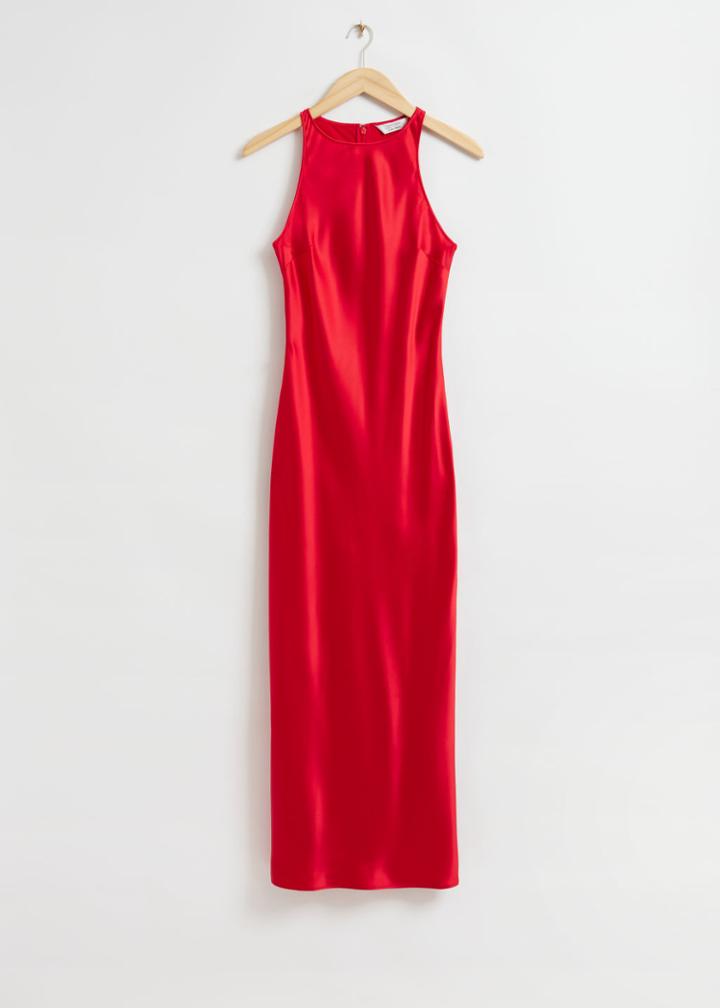 Other Stories Slim-fit Bias Cut Midi Dress - Red
