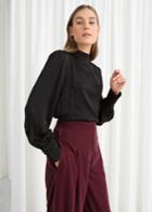 Other Stories Satin Back Tie Blouse - Black