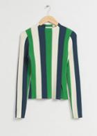 Other Stories Fitted Ribbed Side Slit Top - Blue