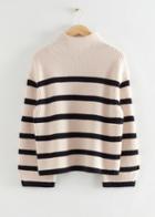 Other Stories Oversized Mock Neck Striped Sweater - White