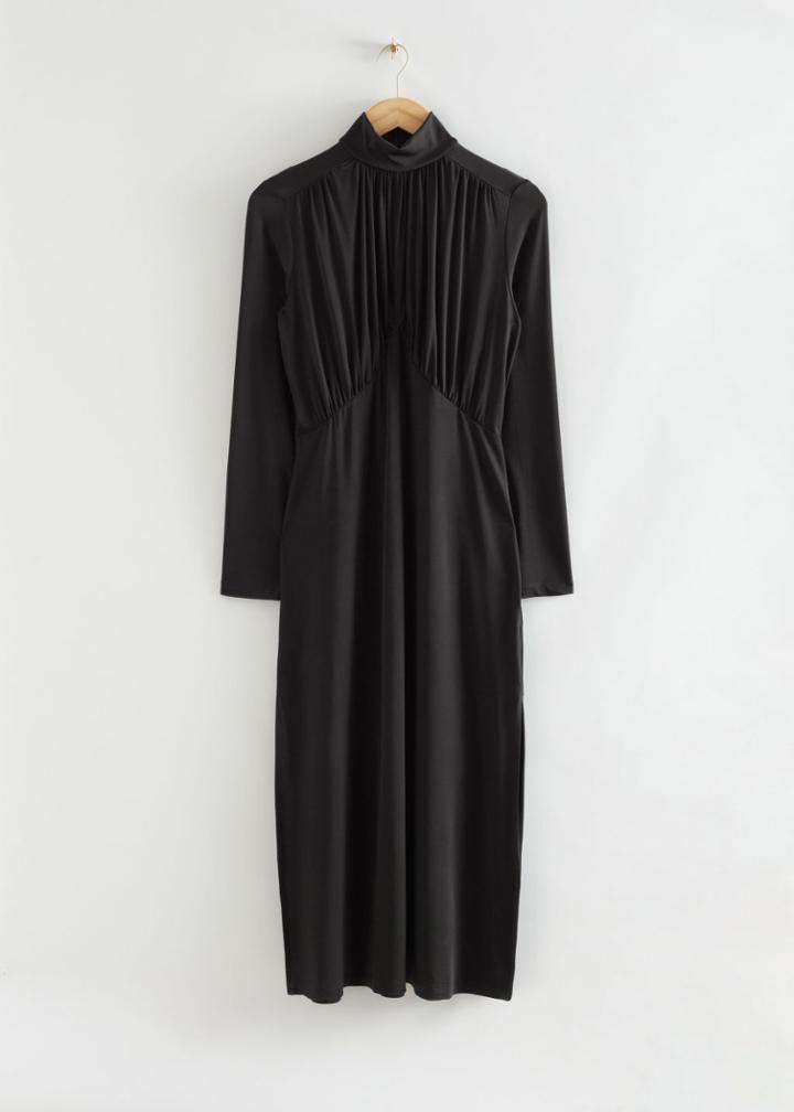 Other Stories Gathered Jersey Dress - Black