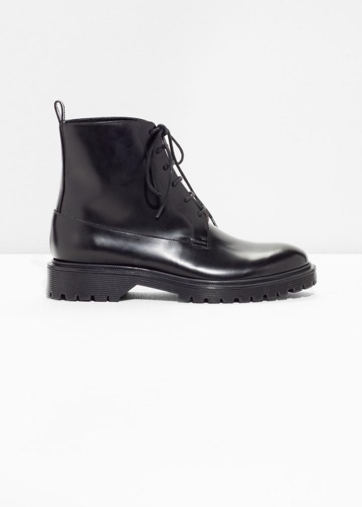 Other Stories Lace-up Leather Boots - Black