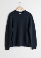 Other Stories Cable Slit Wool Blend Sweater - Blue