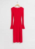 Other Stories Fitted Ribbed Slit Front Dress - Red