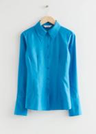 Other Stories Fitted 90s Style Silk Shirt - Turquoise
