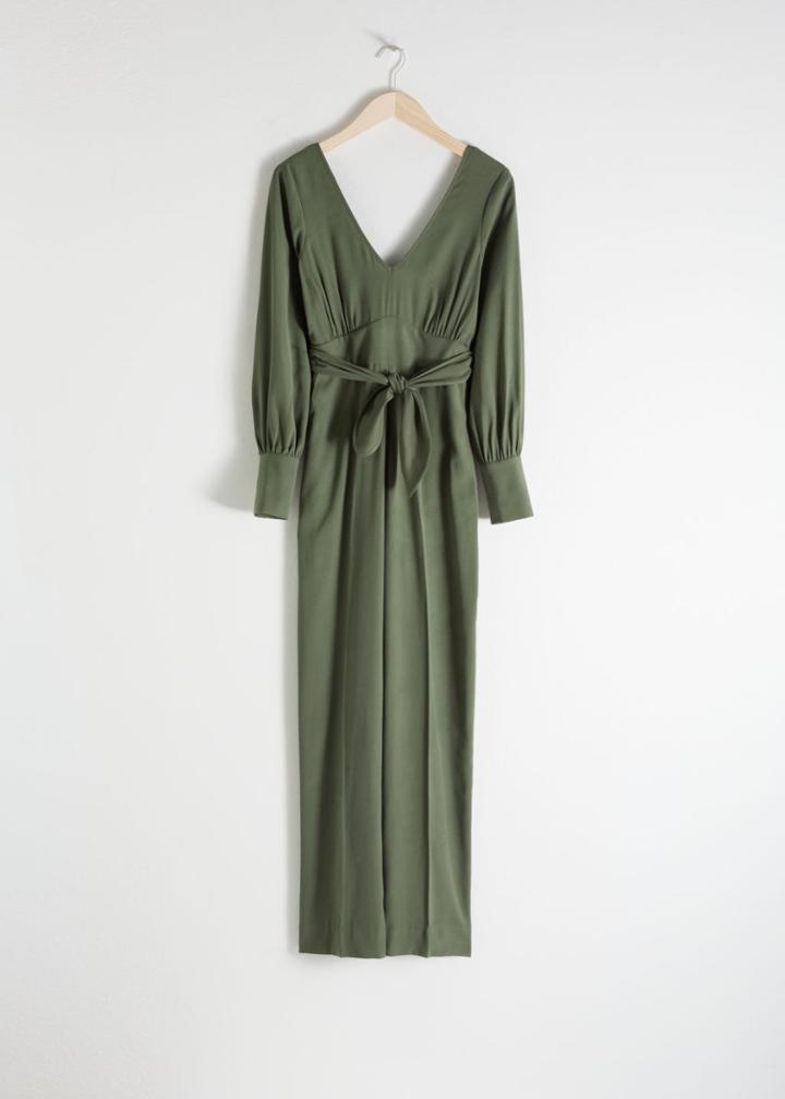 Other Stories Flared Belted Jumpsuit - Green