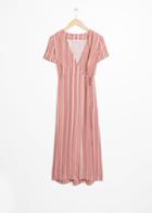 Other Stories Striped Midi Wrap Dress - Pink