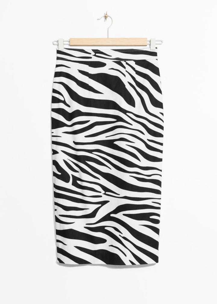 Other Stories Zebra Pencil Skirt - White