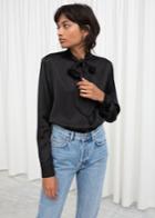 Other Stories Satin Pussy Bow Blouse - Black