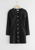 Other Stories Textured Button Up Hourglass Mini Dress - Black