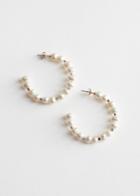 Other Stories Organic Pearl Open Hoop Earrings - White