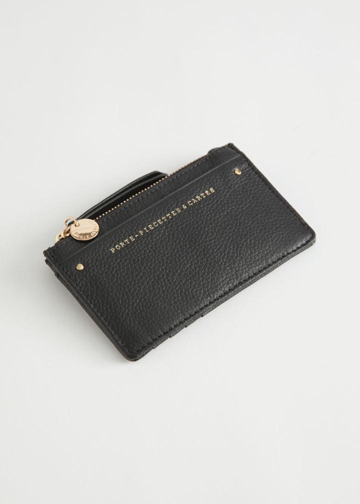 Other Stories Leather Card Wallet - Black