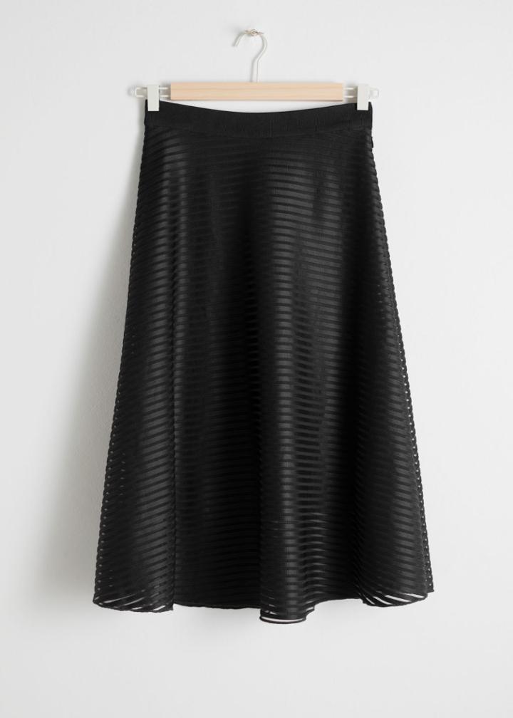 Other Stories Striped A-line Skirt - Black