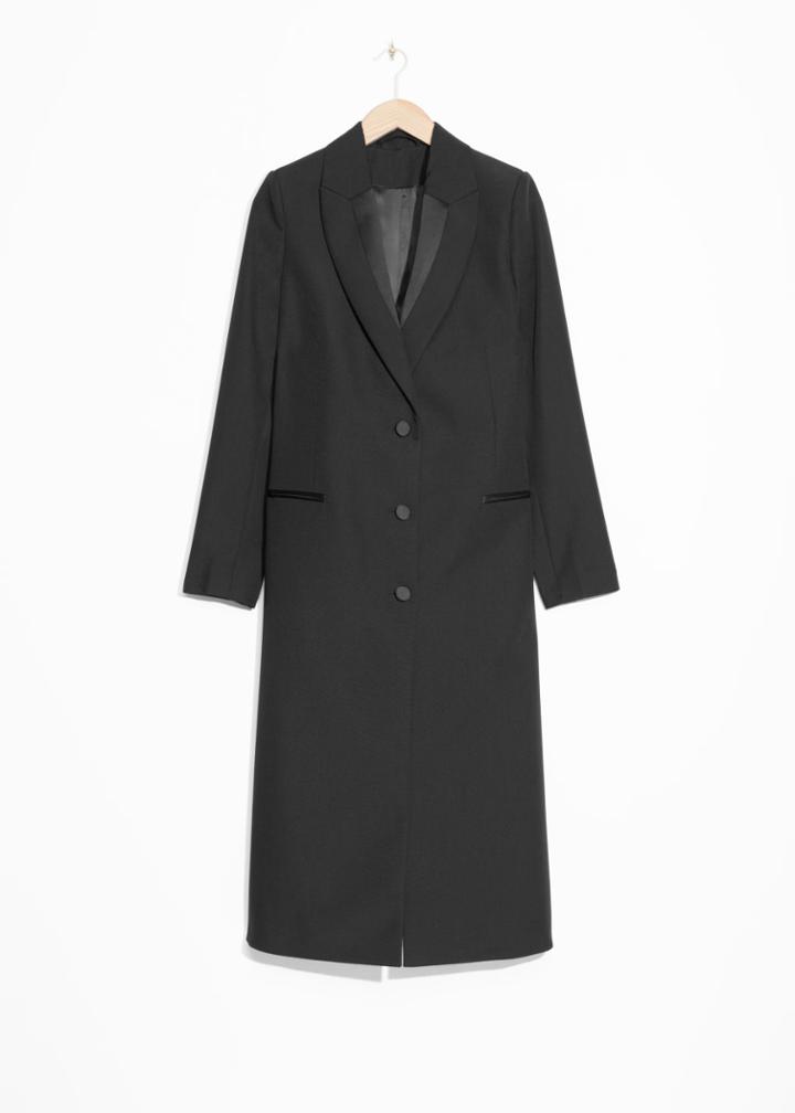 Other Stories Lapel Long Coat - Black