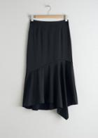 Other Stories Satin Handkerchief Midi Skirt - Black