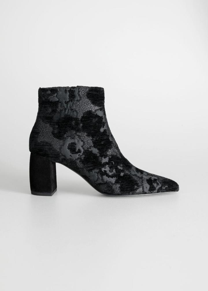 Other Stories Metallic Jacquard Ankle Boots - Black