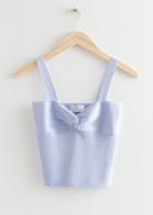Other Stories Knot Front Rib Knit Top - Blue