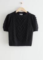 Other Stories Merino Cable Knit Sweater - Black