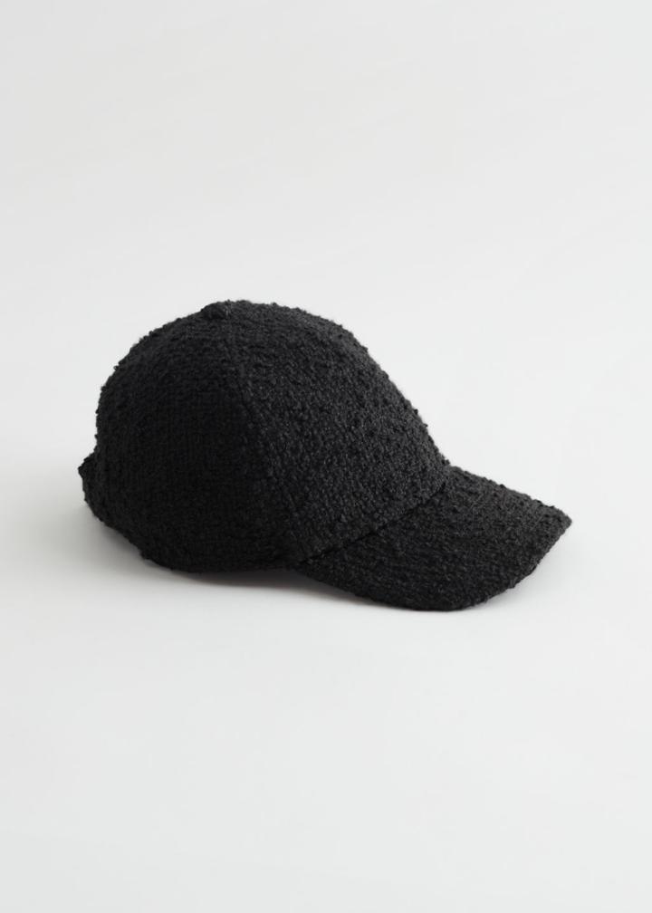 Other Stories Boucle Baseball Cap - Black