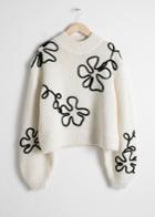 Other Stories Wool Blend Floral Rope Sweater - White